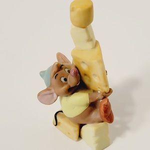 Disney Cinderella Mouse Figurine Gus With Cheese Porcelain